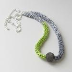 Gray And Green Silk Neckla..